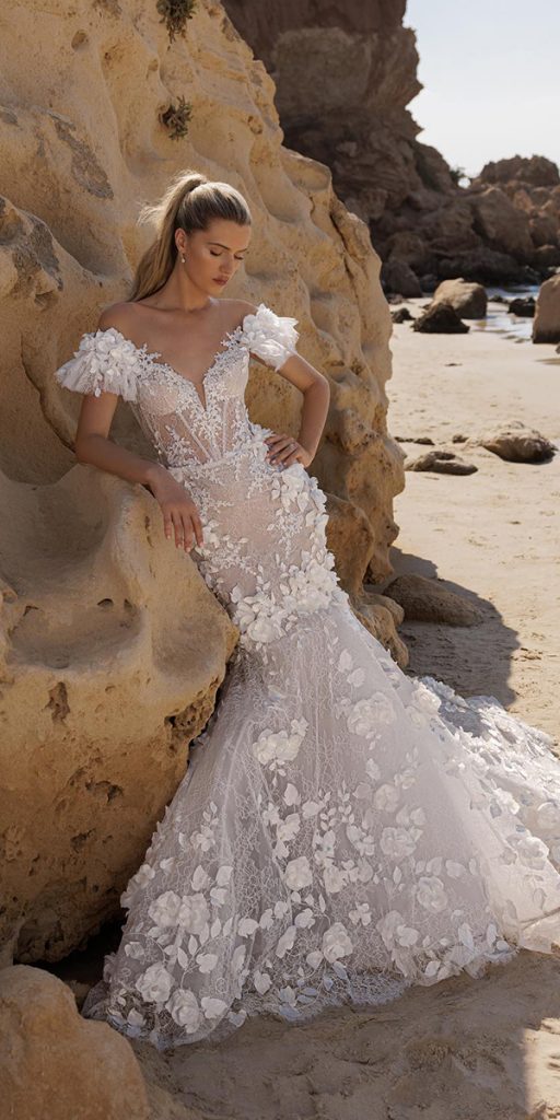 mermaid wedding dresses floral appliques sweetheart pnina tornai