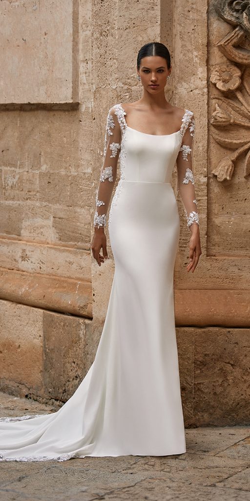 modest wedding dresses with sleeves sheath with lace moonlight