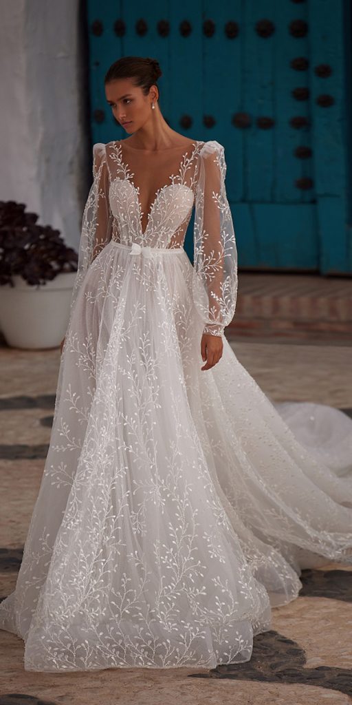 puff long sleeve wedding dresses a line sweetheart neckline sexy julie vino