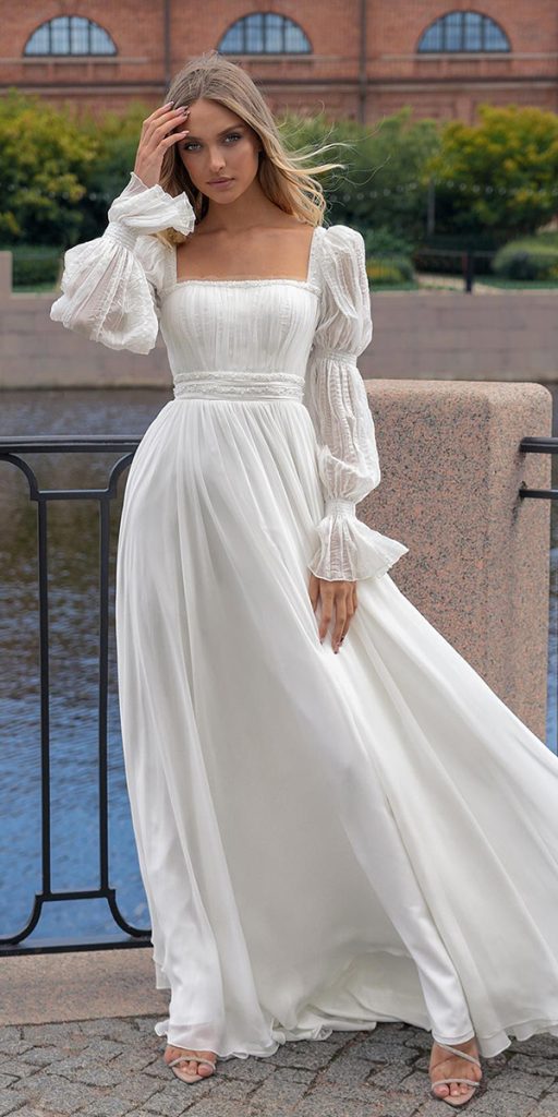 top wedding dresses greek with long sleeves simple beach papilio