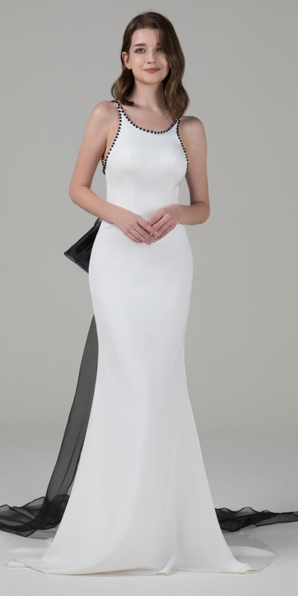 black and white wedding dresses in mermaid style