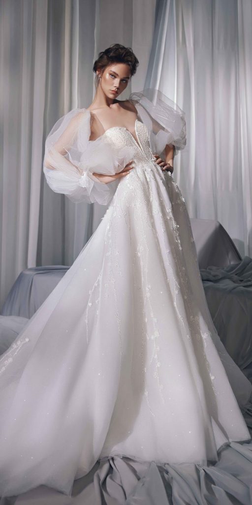  carfelli wedding dresses a line sweetheart neckline with detached sleeves