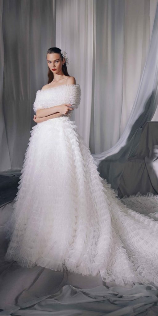  carfelli wedding dresses ball gown off the shoulder ruffled skirt white