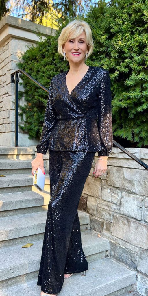 casual mother of the bride dress for beach wedding black sequins pantsuits alexevenings