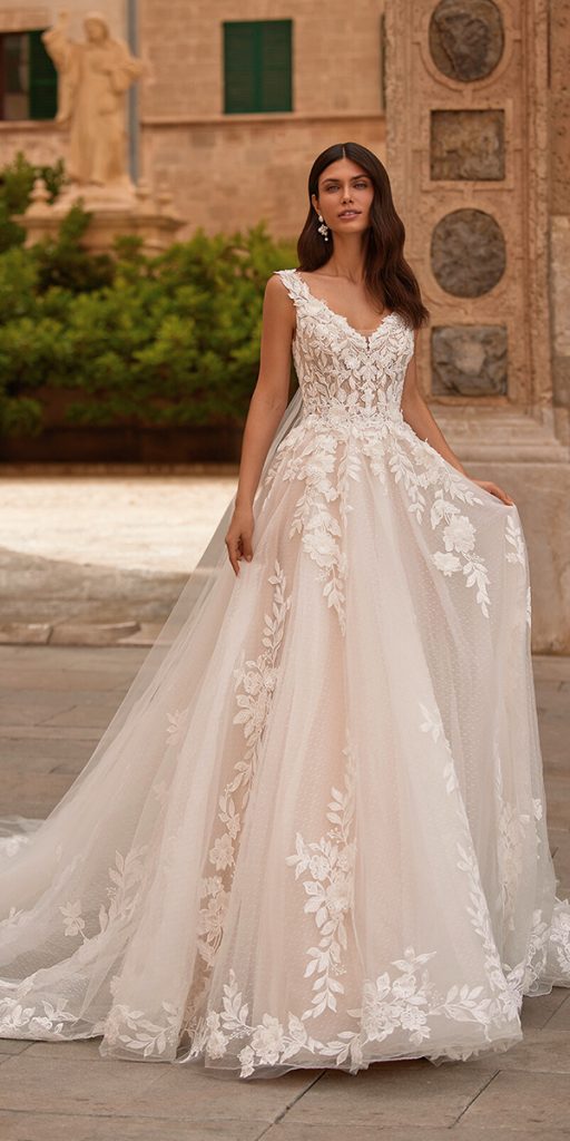 lace ball gown wedding dresses blush romantic val stefani