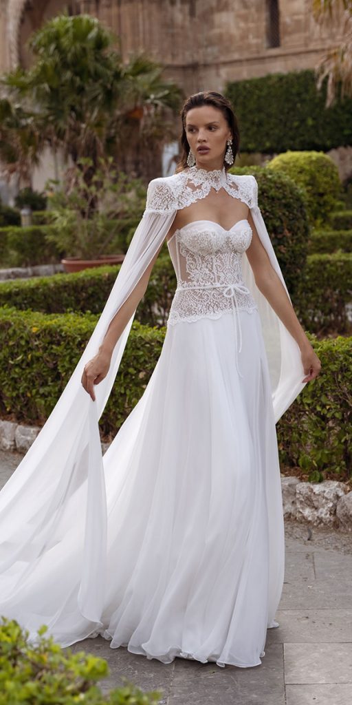 summer wedding dresses with cape lace pinella passaro