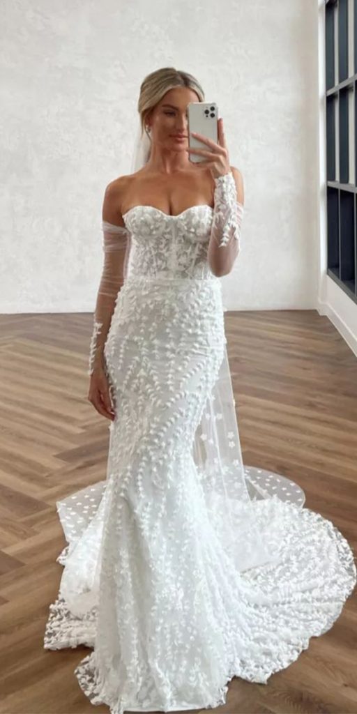sweetheart mermaid wedding dresses strapless neckline made with love