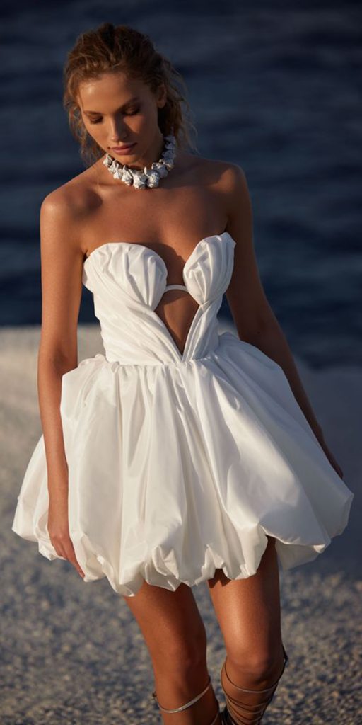 casual short wedding dresses simple strapless neckline milla nova