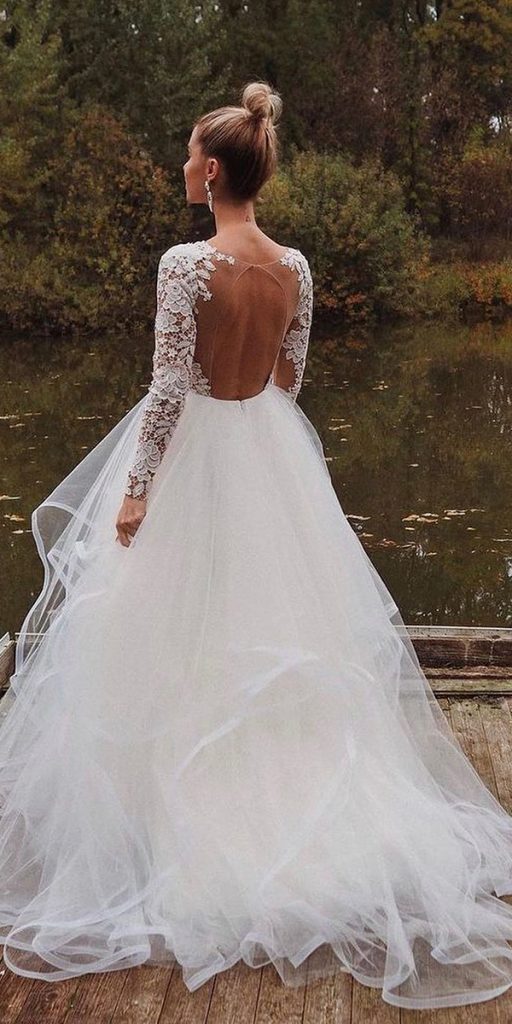 long sleeve wedding dresses ball gown open back hayleypaige