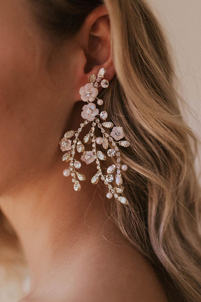  boho bridal earrings with flowers untamedpetals