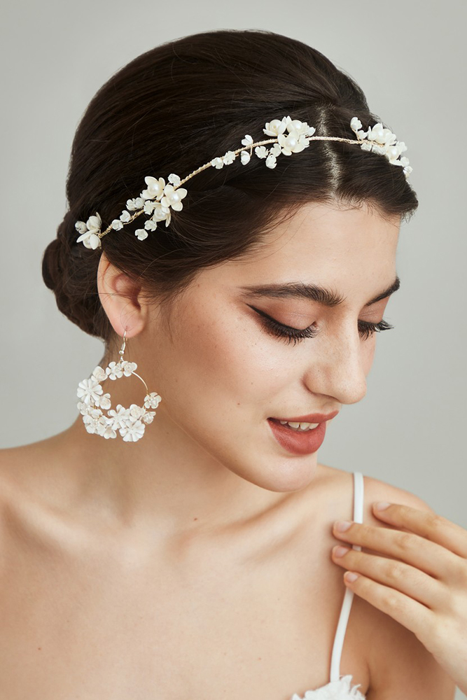  bridal earrings boho flower modern sweetvjewelry