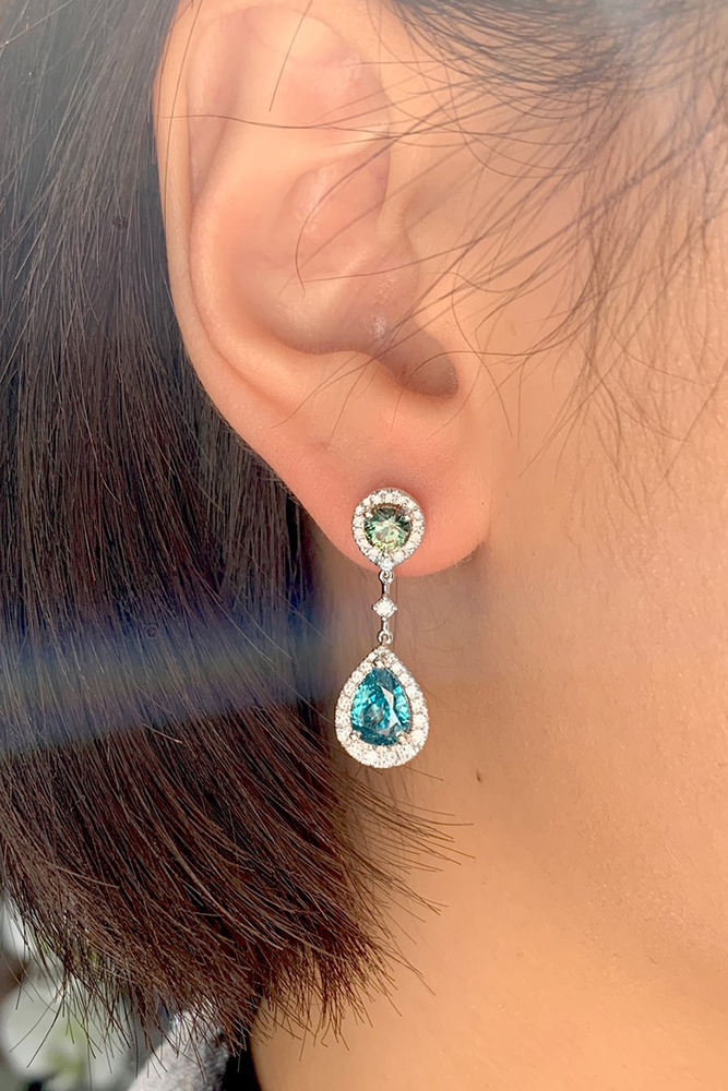  bridal earrings drop with colored crystal cerronejewellers