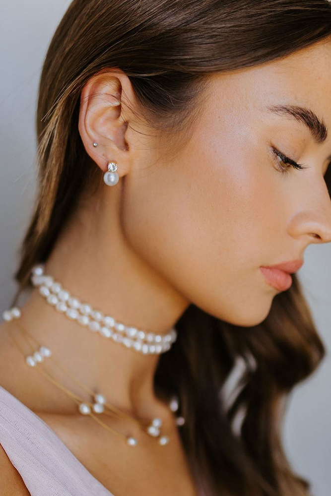  bridal earrings stud with pearls untamedpetals
