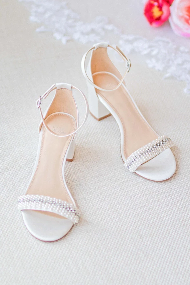  cheap wedding shoes sandals with block heels pearls katewhitcomb