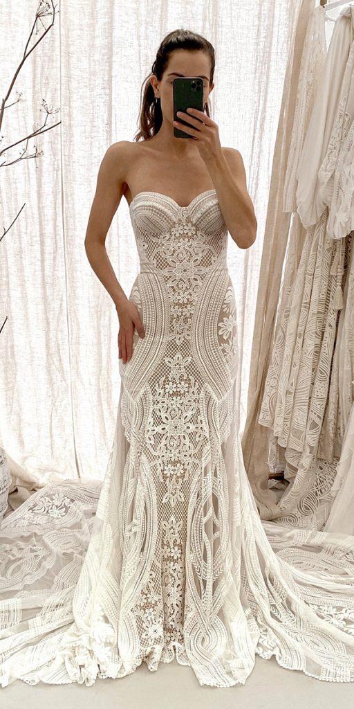 Rustic mermaid 2024 wedding dress