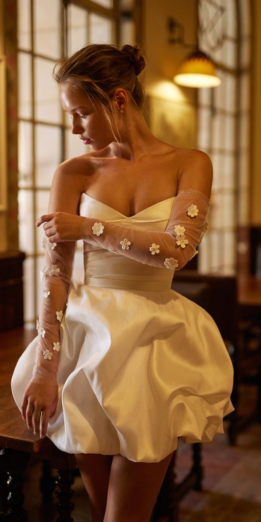 rustic wedding dresses simple with illusion detached sleeves arava polak