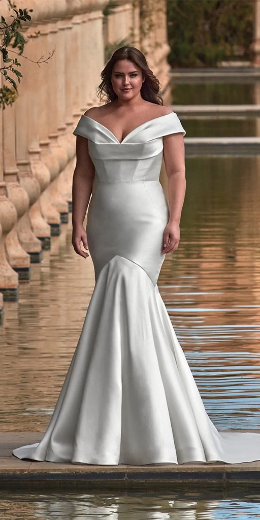 simple wedding dresses mermaid for plus size simple pronovias