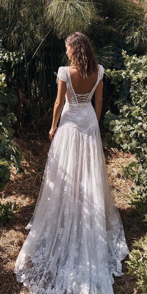  wedding dress designers a line low back with cap lace galikarten