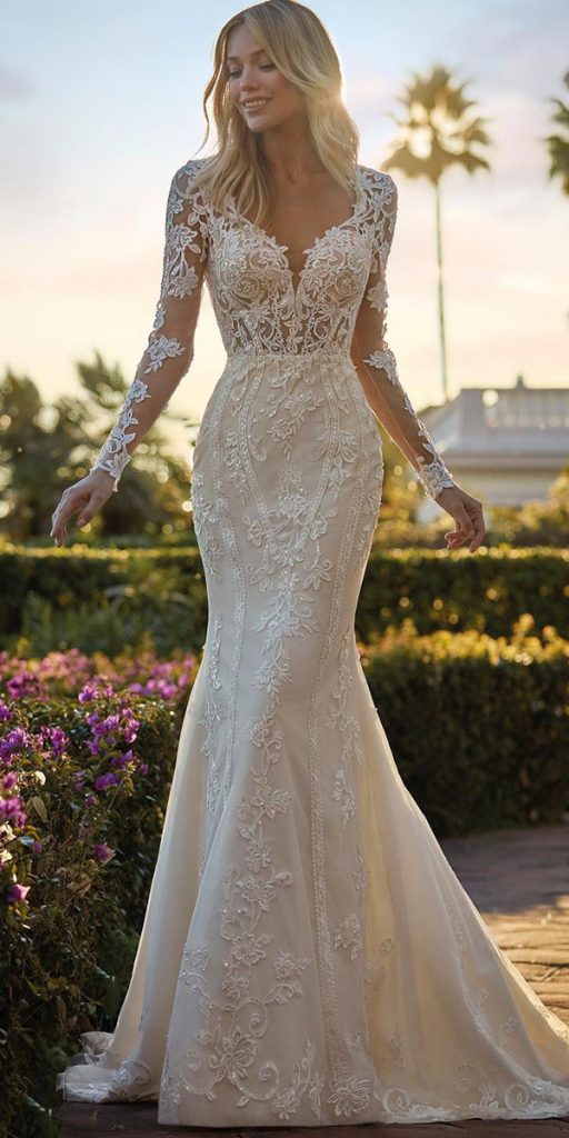 wedding dress designers lace with long sleeves fit and flare houseofstpatrick