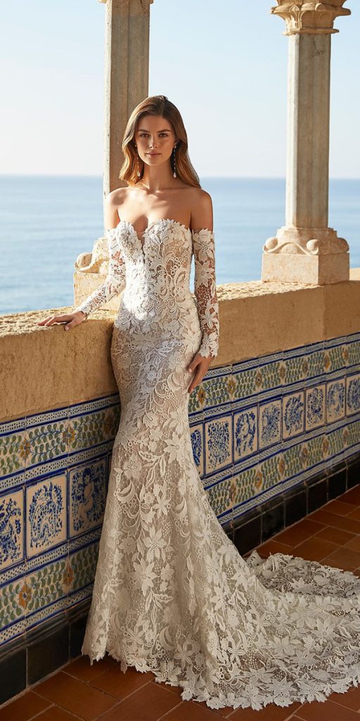  wedding dress designers sheath lace with sleeves airebarcelona
