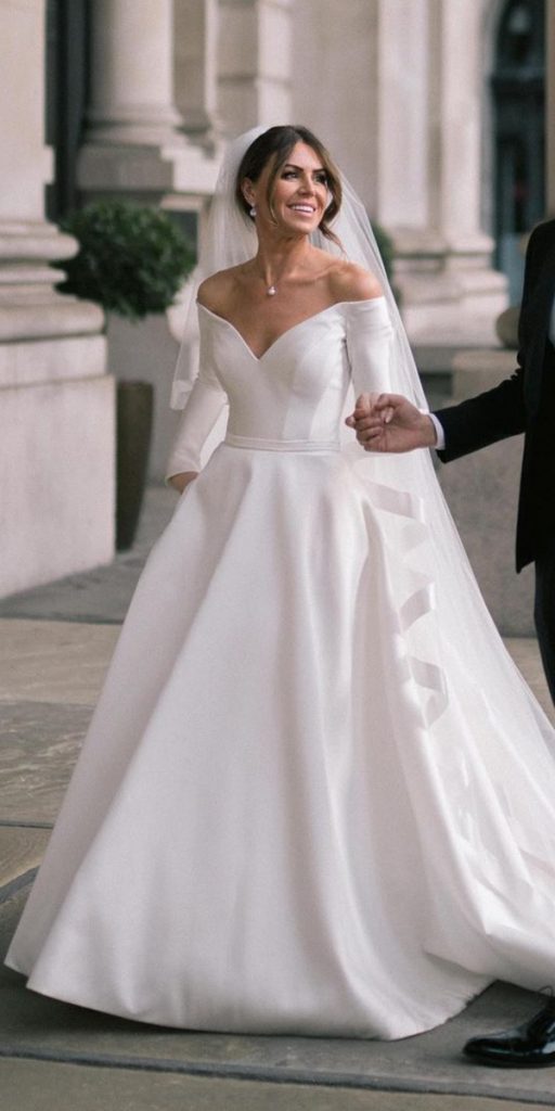 wedding dress designers simple ball gown with sleeves suzanneneville