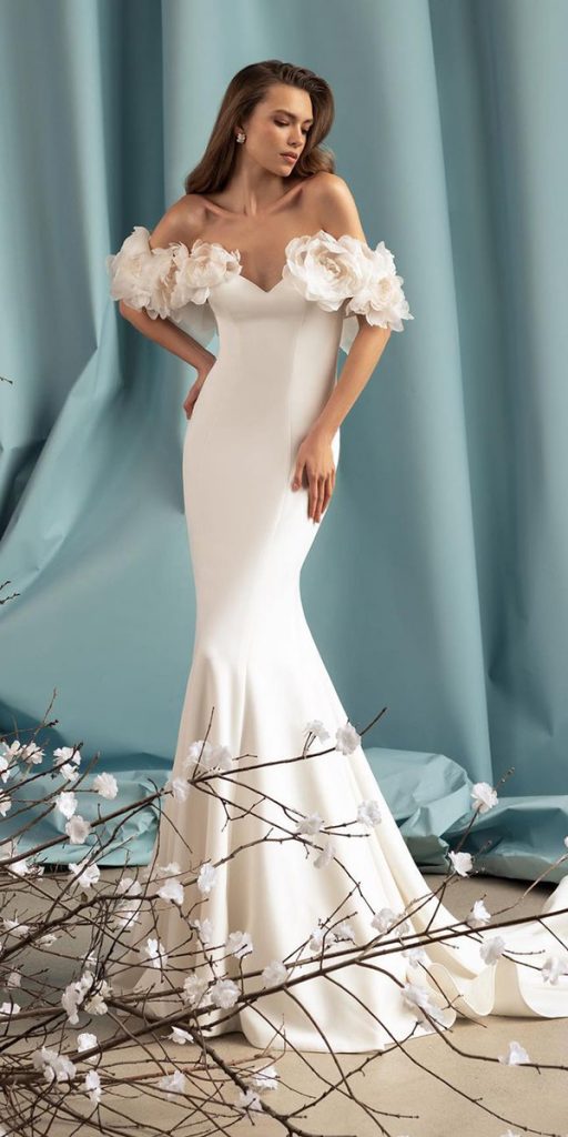 wedding dress designers simple off the shoulder floral appliques innocentia