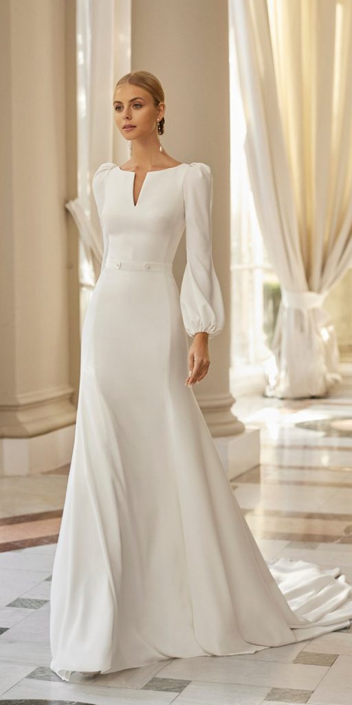 wedding dress designers simple with long sleeves airebarcelona