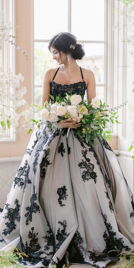 black and white wedding dresses ball gown lace maggiesotterodesigns