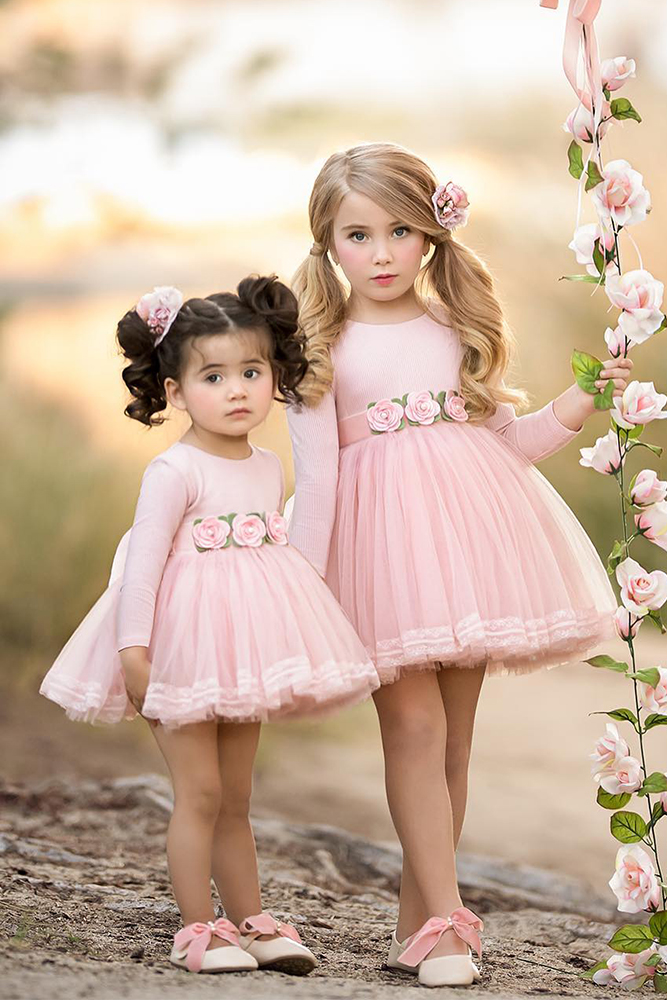 country flower girl dresses blush with sleeves tulle skirt dollcakevintage