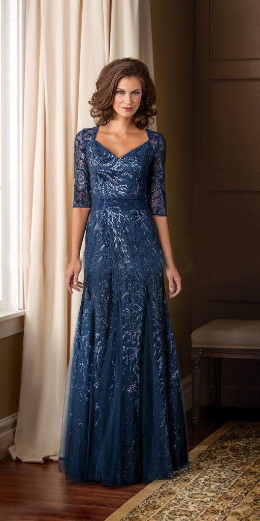 long mother of the bride dresses navy sequins jadocouture