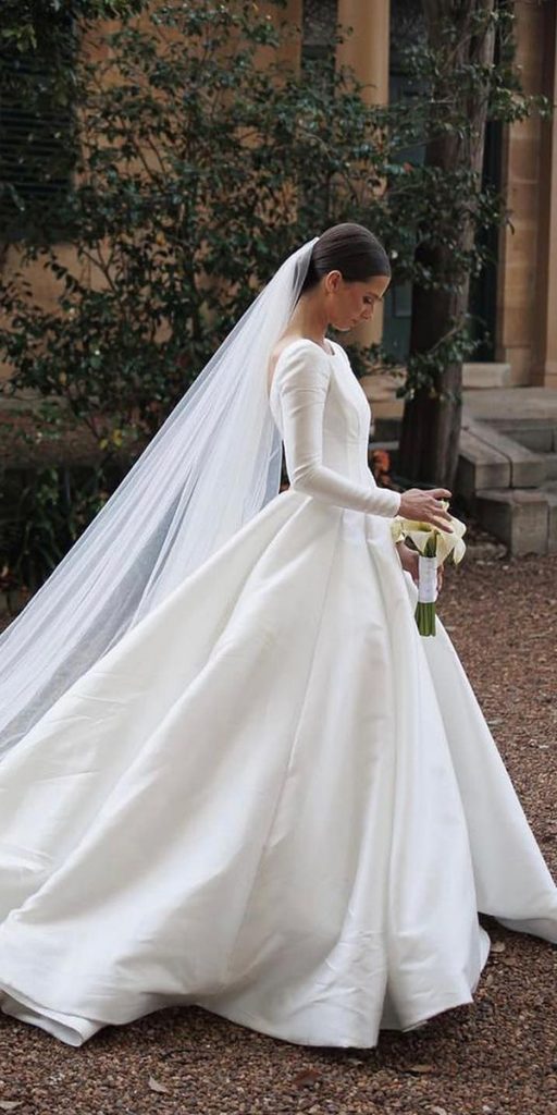 simple wedding dresses ball gown with long sleeves modest leahdagloria