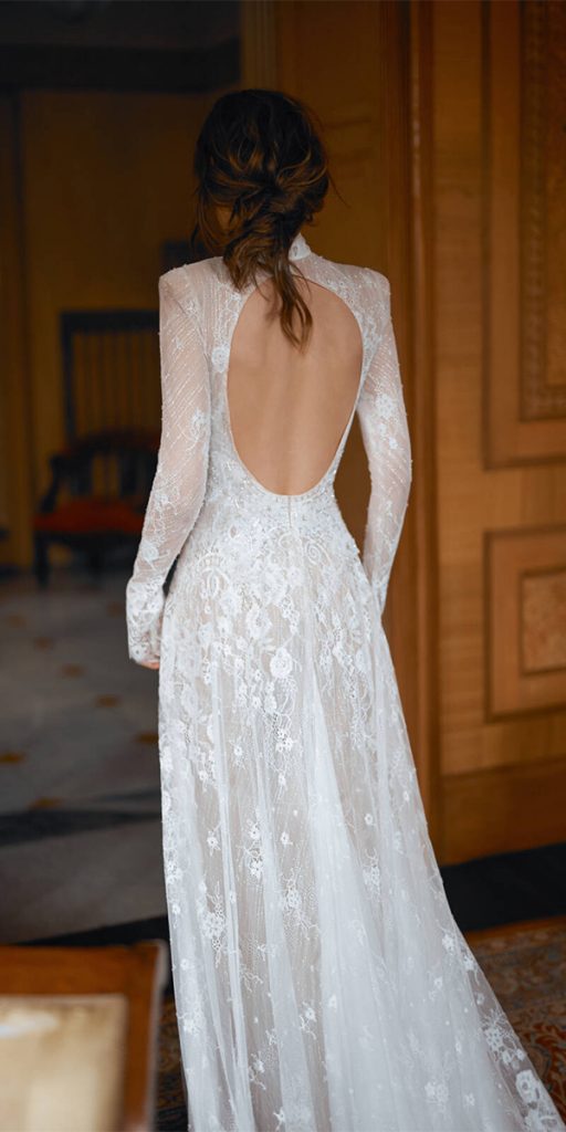 boho wedding dresses with sleeves a line open back with long sleeves lace liz martinez
