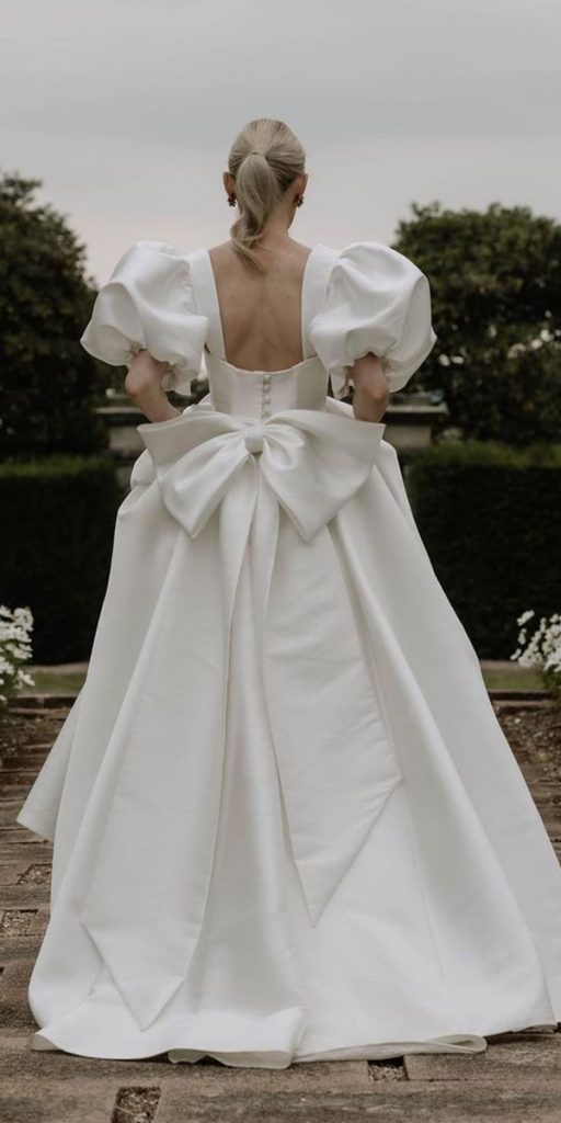 dream wedding dresses simple open back with bow emmylondon
