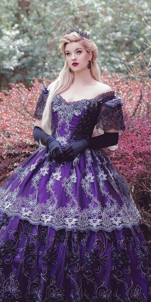 gothic wedding dresses ball gown lace with sleeves romanticthreads