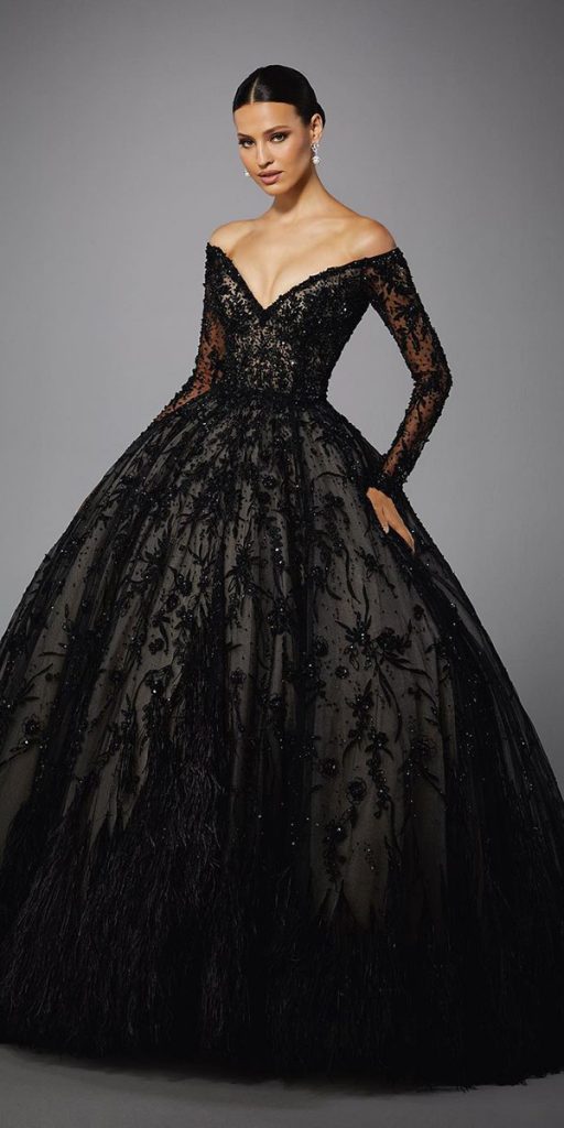 gothic wedding dresses with long sleeves lace ball gown morilee