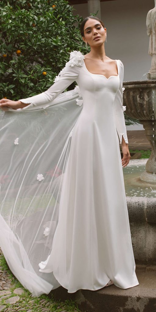 modest wedding dresses a line with sleeves simple rara avis