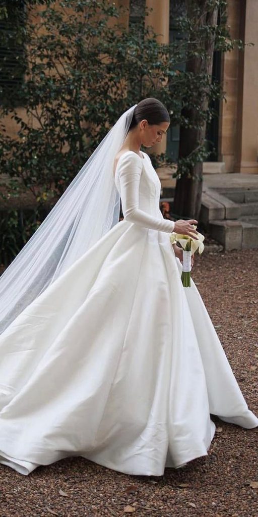 modest wedding dresses simple with long sleeves leahdagloria