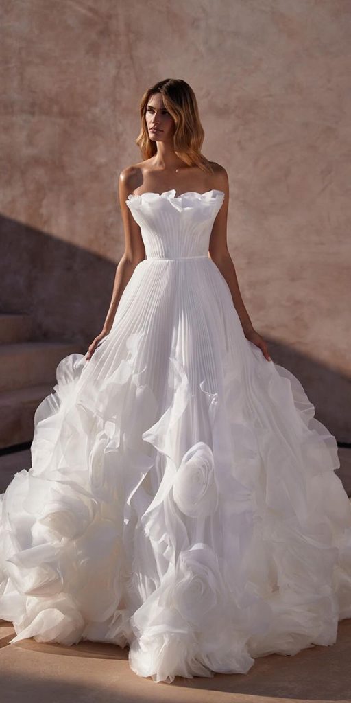 princess wedding dresses ball gown strapless neckline millanova