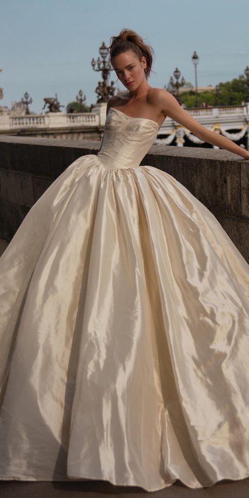 princess wedding dresses simple silk strapless neckline kleinfeld