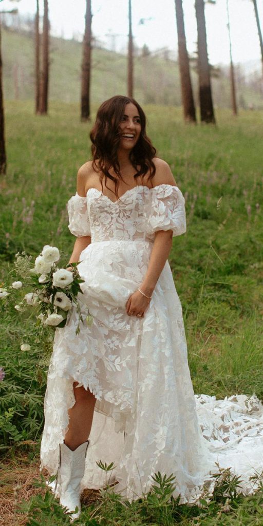 rustic lace wedding dresses country with cap sleeves western jennyyoo