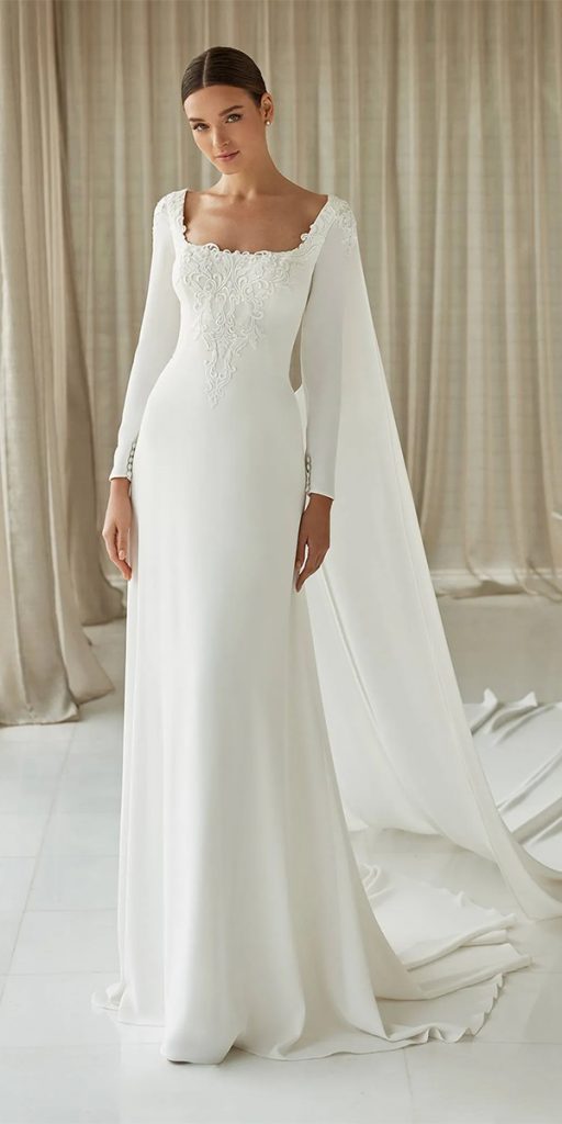 simple wedding dresses with sleeves sheath lace sanpatric