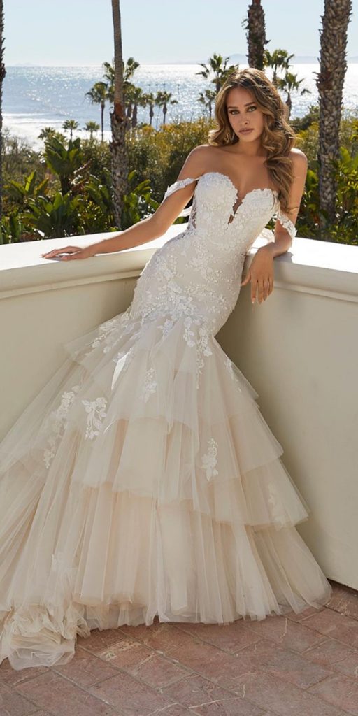 sweetheart mermaid wedding dresses lace strapless neckline sexy morilee
