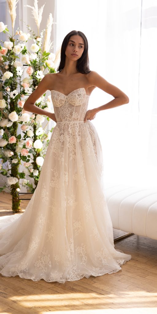 top wedding dresses a line strapless sweetheart neckline lace rustic arava polak