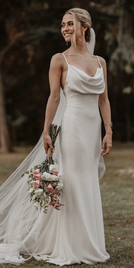 trendy wedding dresses simple with spaghetti straps sheath sexy pronovias