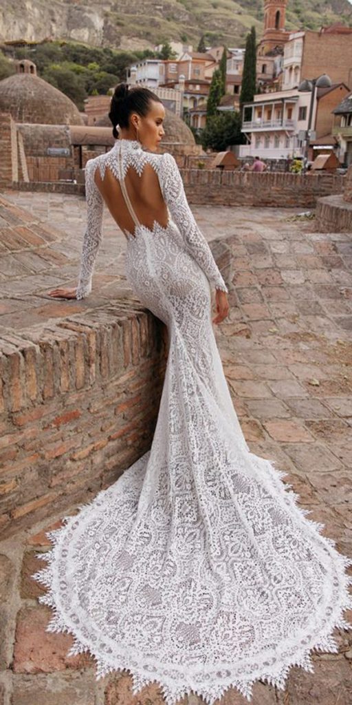 lace bridal gowns sheath sexy mermaid lior charchy