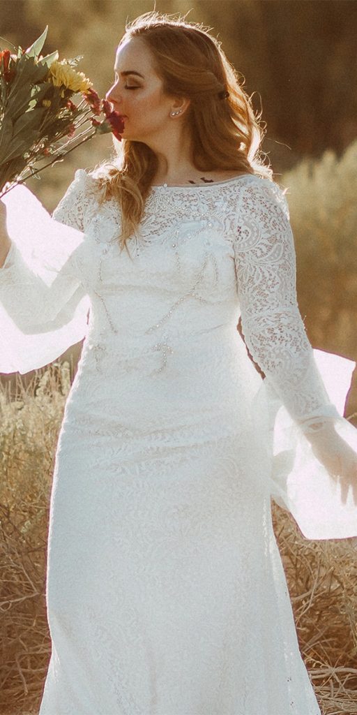 lace bridal gowns with sleeves bohemian awbridal
