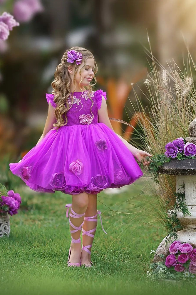tutu flower girl dresses purple simple irinkac33