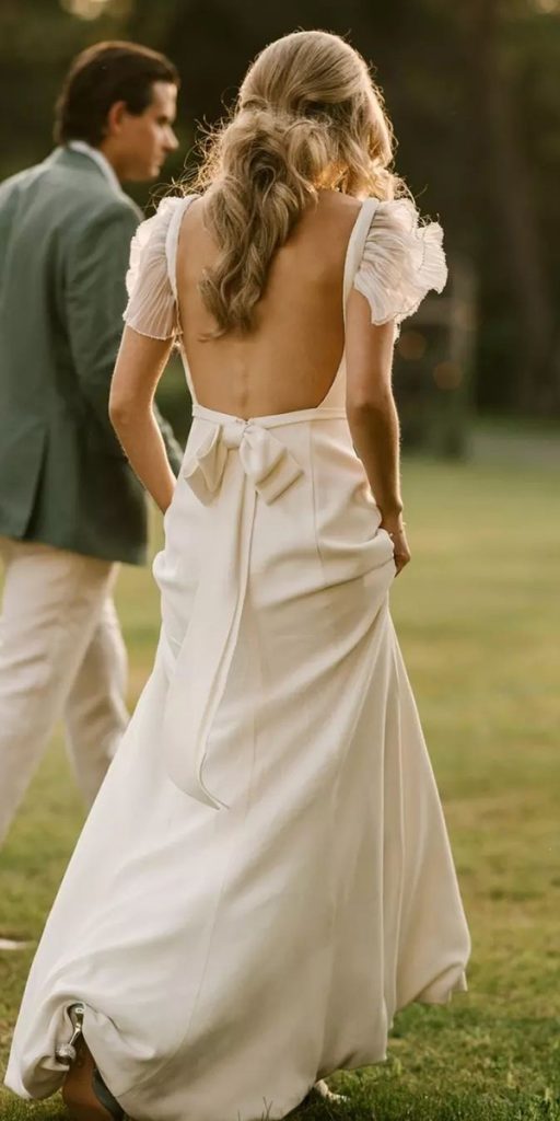 bohemian wedding dresses simple open back with bow savannahmiller