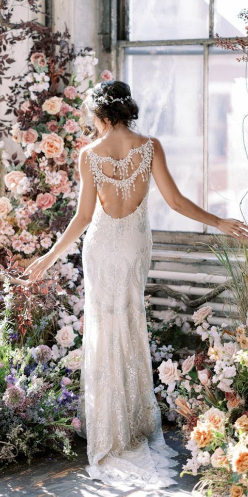bohemian wedding dresses vintage lace sheath clairepettibone