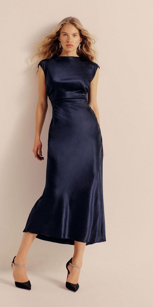 cocktail wedding party dresses simple navy modest reformation